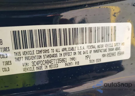 2014 Dodge Journey Se from USA, damaged, VIN 3C4PDCAB4ET135061